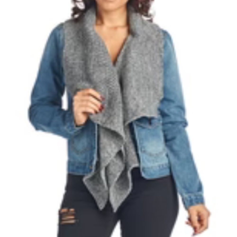CI SONO Shawl Collar Blue Denim Jacket Women’s Size M